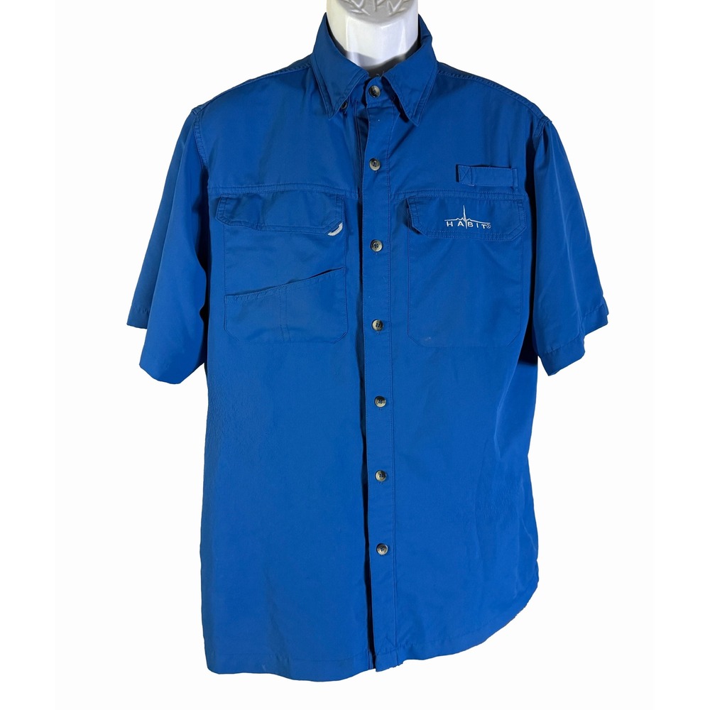Habit Fishing Shirt Mens Medium Marlin Blue UV‎ Protection Vented TS1092
